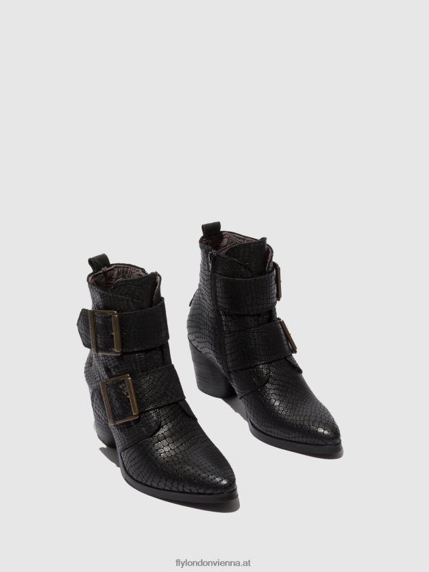 Stiefeletten mit Schnalle aria827 Frauen Fly London ZV2XXB243 Kroko schwarz