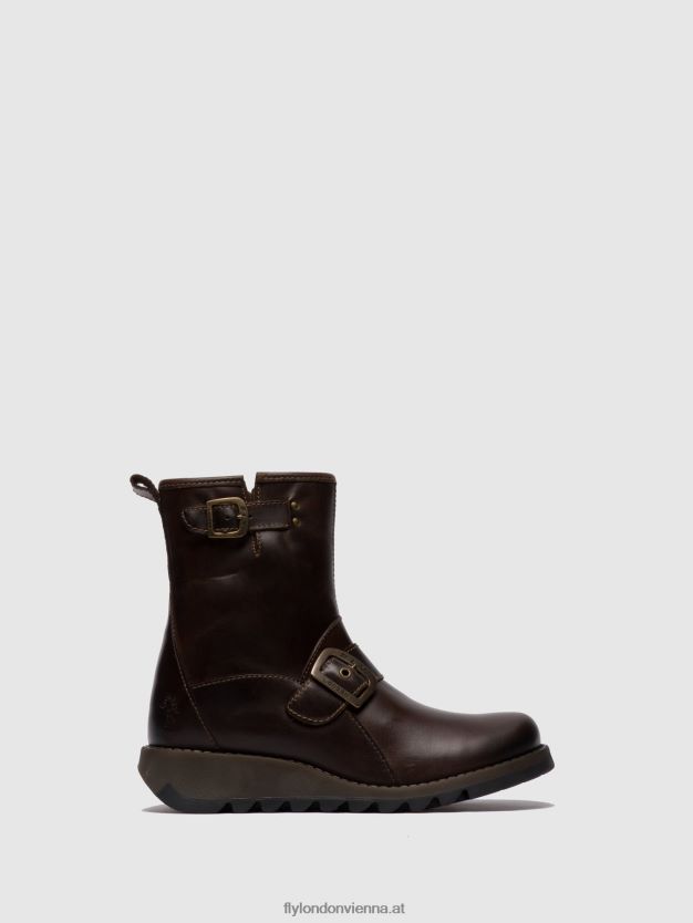 Stiefeletten mit Schnalle sino525 Frauen Fly London ZV2XXB266 dunkelbraun